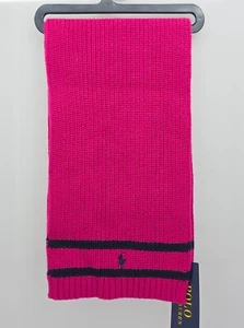 Polo Ralph Lauren Knitted Scarf Pink/Navy Youth Kids One Size 4-7 NEW - Picture 1 of 7