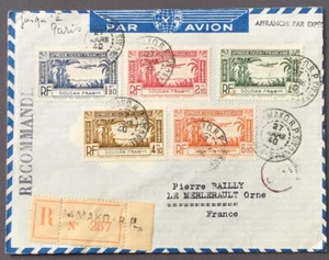 Einschreiben per Flugzeug Französischer Sudan nach Frankreich 1940 - Bild 1 von 2