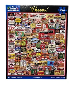 White Mountain Cheers 1000-Piece Puzzle 24" X 30" Vintage Beer Advertisements - Picture 1 of 3