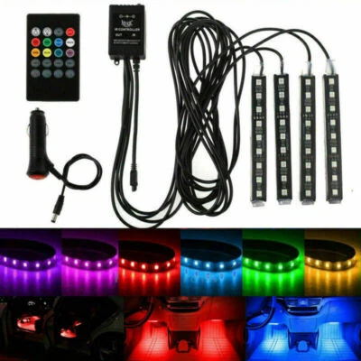 4X9 4X12 LED Car SUV Interior Decor Neon Atmosphere Light Strip Music Control US