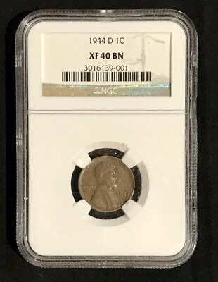 1944 D 1C NGC XF 40 BN 1944-D LINCOLN CENT PENNY - Image 1 of 3