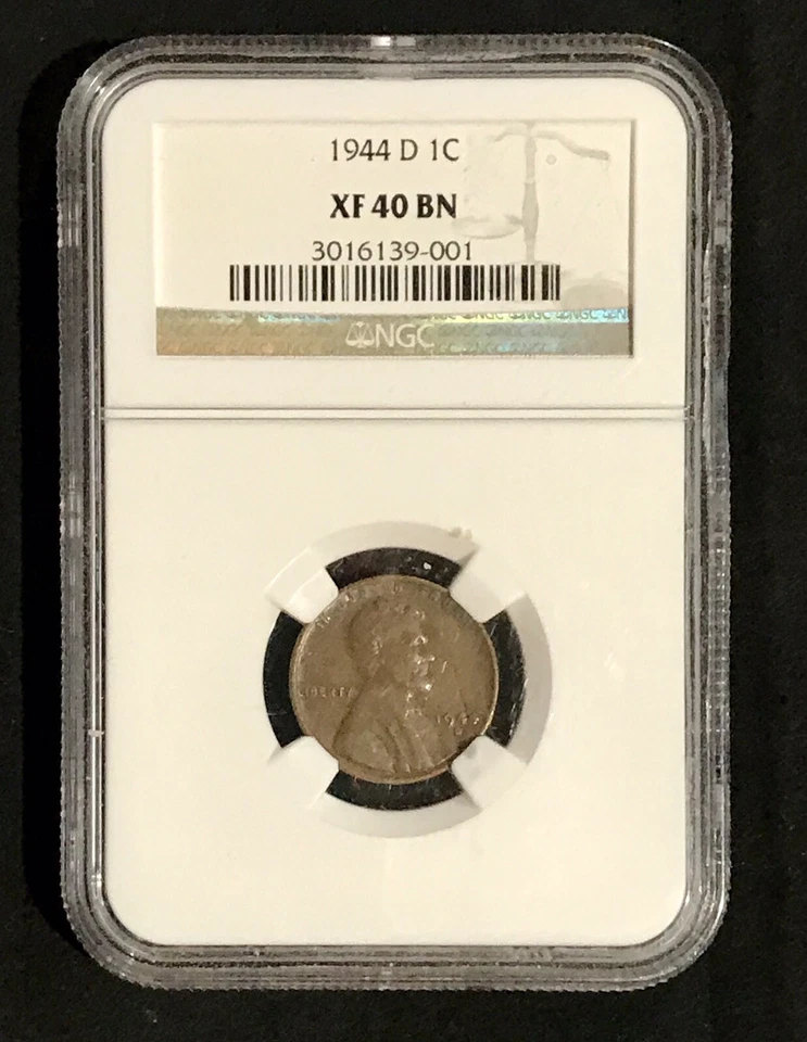 1944 D 1C NGC XF 40 BN 1944-D LINCOLN CENT PENNY - Image 1 of 3