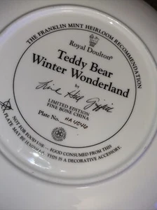 Teddy Bear Winter Wonderland Plate Franklin Mint Heirloom No. 4046 - Picture 1 of 5