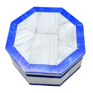 Marble Stone jewelry box gemstone inlay trinket box gift pietra dura keepsake - Picture 1 of 3