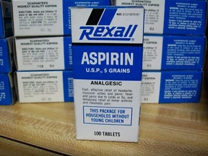 NOS Vintage Rexall Aspirin Shelf-Pull from closed drugstore - Picture 1 of 4