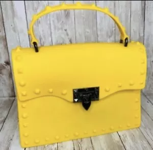 Jelly Crossbody Clutch Handtasche Tasche 90er Y2K Claire’s Riemen PVC gelb Lunchbox NEU - Bild 1 von 6