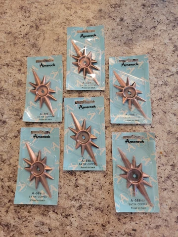 6 NOS Amerock Starburst Backplates Copper Cabinet Hardware MID CENTURY MODERN Cover