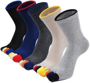 5 Pairs Cotton Five Finger Toe Socks for Men Breathable Athletic Sports Trainer - Picture 1 of 7