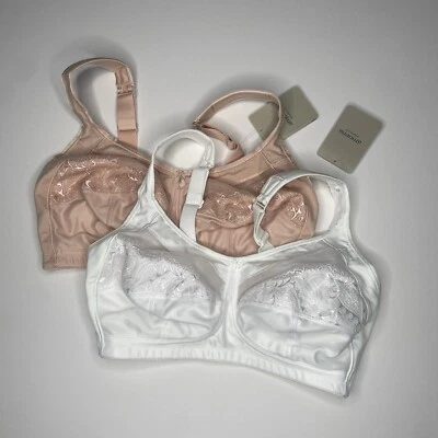 Amoena Nuevo Sujetador Inalámbrico Isadora 36DD Rubor 44804 Blanco 0947 Mastectomía Lote de 2 Foto 1 de 4