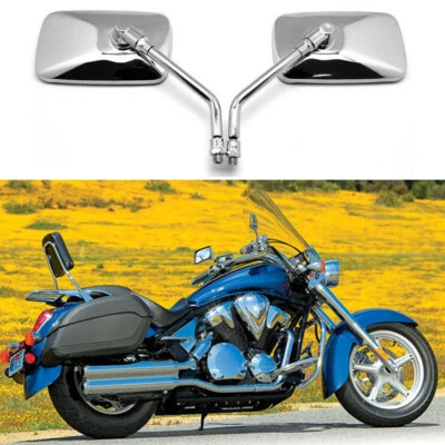 Espejos retrovisores laterales rectangulares cromados para motocicleta Honda Interstate VT1300CT VS800GL Foto 1 de 4