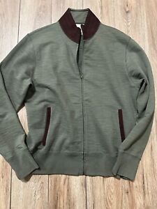 Billy Reid Men's Size M Green Cotton Leather Detailed Jacket