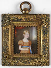 "Porträt eines Mädchens mit Rose", Regency Miniatur, um 1825"