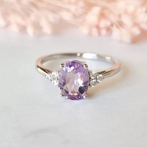 Sterling Silver Lavender Amethyst Ring Christmas Promise Gemstone Ring - Picture 1 of 4