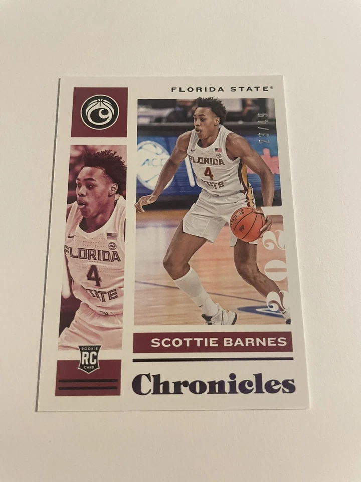 Free Ship Scottie Barnes 2021-22 Chronicles Draft Rookie RC PURPLE SSP /49 - Image 1 of 2