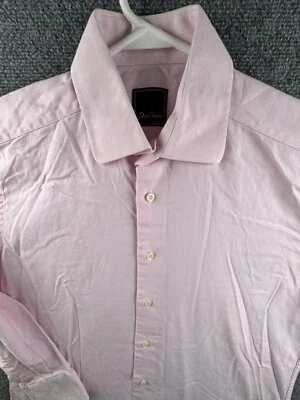Camisa David Donahue Manga Larga Abotonada Hombre Rosa 15.5 32/33 Algodón Adulto Foto 1 de 4