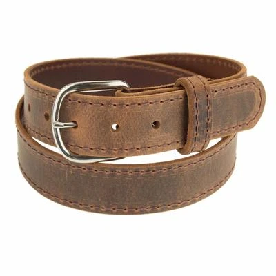 Para hombres_Cinturón cosido de cuero de búfalo_1 1/4"_142 Hebilla de níquel_Hecho a mano Amish Foto 1 de 4