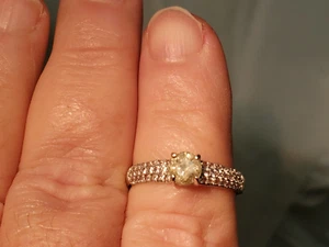 Natural Cape Yellow diamond 0.77 cts 14K WG solid gold ring sz10 genuine gem 6mm - Picture 1 of 11