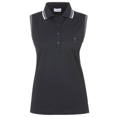 NWT GOLFINO Ladies Maura Sleeveless Polo 4338224 580 Navy 2 4 6 8 10 12 14 NEW - Image 1 of 4