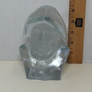 Vintage Viking Art Glass Fisherman Sea Captain Old Man Home Decor Clear - Picture 1 of 5