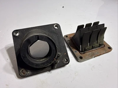 1974 Yamaha DT360 Engine Intake Assembly / Joint / Boot / Reed Valves - Image 1 of 4