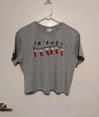 Camiseta corta gris Friends TV Show Navidad para mujer talla grande vacaciones - Foto 1 de 4