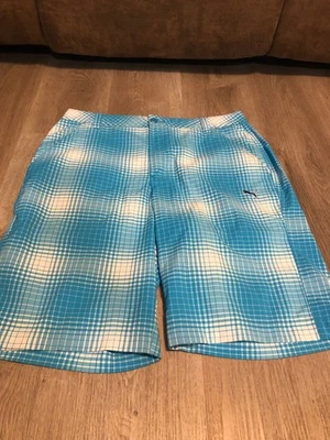 Puma Golf  Shorts Men's Size Plaid Blue and White Bright Colorful Size 32 M88 - Image 1 of 4