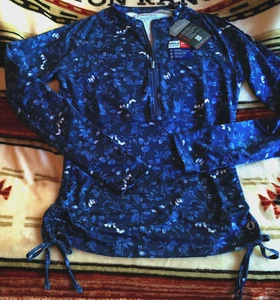 THE AMERICAN OUTDOORSMAN SIZE S SIDE RUCHED 1/2 ZIP SUNTEE COOL TECH INDIGO $55 - Picture 1 of 9