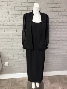 Conjunto de vestido y chaqueta formal con cuentas negras de 2 piezas para mujer J.R. Nite talla 8P - Imagen 1 de 12