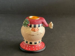 Country Look Resin Santa Claus Candleholder 3 1/4" H x 3 1/4" W - Picture 1 of 6
