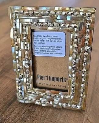 Marco horizontal/vertical Pier1 Imports 2014 vidrio acentuado dorado/plateado 2X3 nuevo con etiquetas Foto 1 de 4