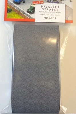 BUSCH 6031 (65,56€/m²) Altstadt Pflasterstraße 2000 x 80 mm H0 Neu - Bild 1 von 2