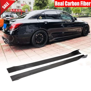 83" Universal Carbon Fiber Side Skirt Extensions Rocker Panel Splitters Lips - Picture 1 of 12