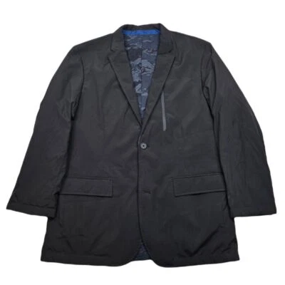 Perry Ellis Motion Reversible Travel Blazer Mens XL 44R Blue Camo & Black - Image 1 of 4