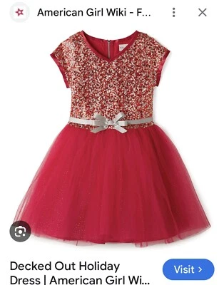 AMERICAN GIRL Size 6 Brand New DECKED OUT HOLIDAY DRESS Red Sequin Tulle Retired - Image 1 of 4