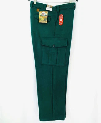 全新带标签 BIG BILL 8 指 6 口袋绿色羊毛狩猎裤 36 英寸 x 31 — 第 1/4 张图片