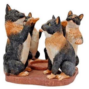 VTG CCI Cats Circle Votive Candle Holder Black Tan White NIB 3D Collectible - Imagen 1 de 15