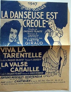 Partition alt partitur sheet music = Yvette Giraud - La danseuse est Créole - Picture 1 of 3