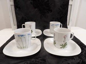 Block Langenthal Henry Evans Switzerland Floral Portraits Cups & Saucers~4-Sets - Picture 1 of 6