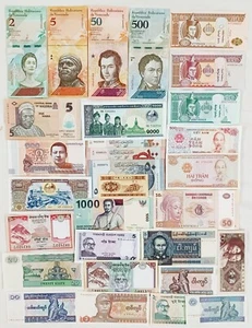 Lotes 30, Diferentes Billetes del Mundo Papel Monedo Extranjero UNC Colecciones - Imagen 1 de 6