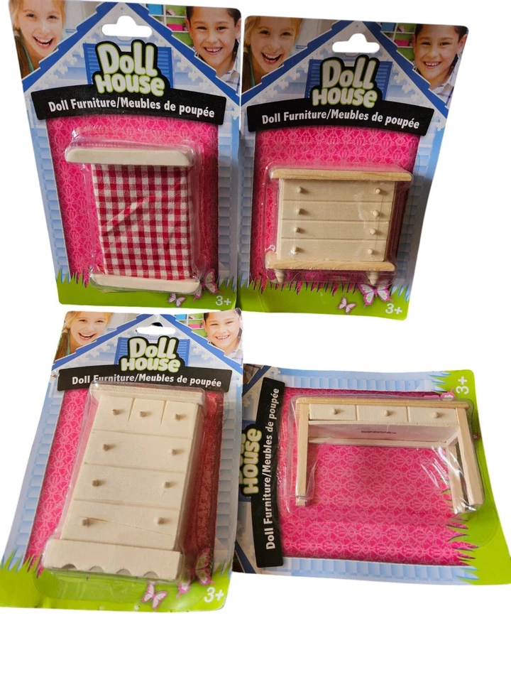 3 Doll House Furniture Greenbrier International Dresser Drawer Natural Wood 1 12