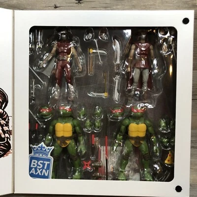 BST AXN TMNT PX Raphael Donatello Foot Soldiers 5in 4pc Box Set NEW SEALED - Image 1 of 4