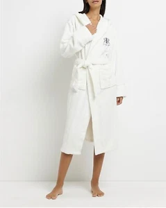 RIVER ISLAND LADIES COSY CREAM FLEECE SUPERSOFT DRESSING GOWN ROBE BNWT- S, M, L - Picture 1 of 5