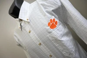 Antigua Dress Shirt Clemson Tigers Plaid Long Sleeve Mens Size Small - Picture 1 of 7