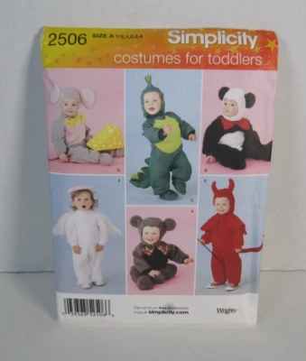 Simplicity 2506 Mouse, Angel, Devil, Panda Dinosaur Costumes Child's 1/2-4 Uncut - Image 1 of 2