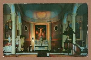Interior of Old Cathedral Showing Painting of Crucifixion Vincennes IN Postcard - Picture 1 of 2