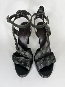 Balecianga Paris Shoes Heels Women Size 38 US 7 Green Leather Made In Italy - Picture 1 of 17