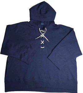 Polo Ralph Lauren Oversized Lace-up Fleece Hoodie Blue Women’s Size Medium Long - Picture 1 of 10