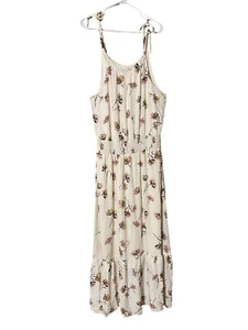 Maxi Tiered Floral Dress Women’s XL Tie Straps Keyhole Cottagecore BoHo Peasant - Picture 1 of 19