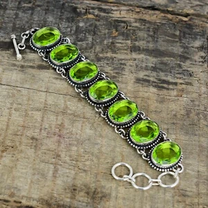 Peridot Gemstone Handmade 925 Sterling Silver August Birthstone Bracelet - Picture 1 of 4
