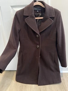 NWT Ann Taylor Petite Medium Plum  poly/wool boucle belted wrap coat - Picture 1 of 6